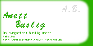 anett buslig business card